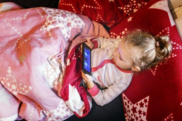 child engaging in screen time